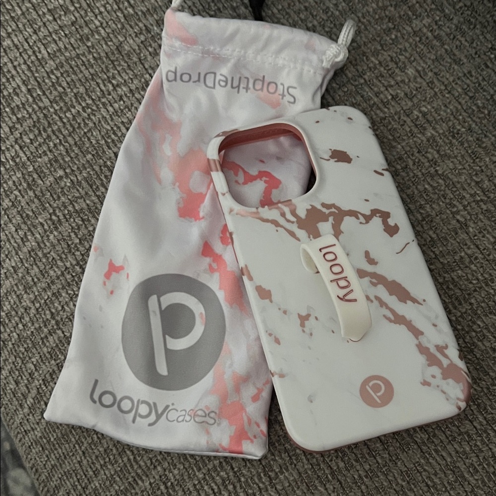 LoopyCases Pink and White Marble iPhone 13pro case
